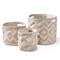 Set of 3 Tufted Canvas Bins - Decorative Cotton Baskets for Everyday Use, Machine Washable, 9 in H x 10 in Dia